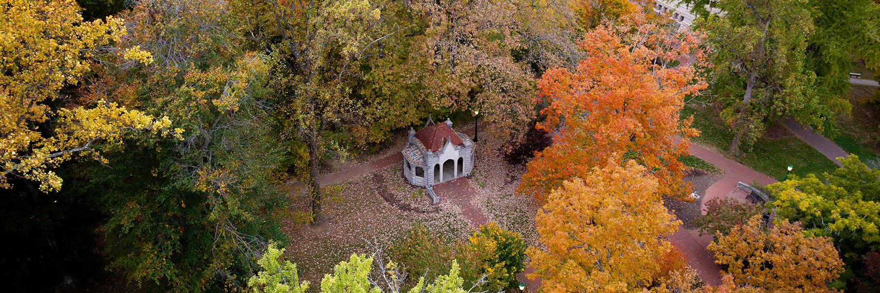 Scenic aerial image of campus at IU Bloomington on Monday, Oct. 28, 2024